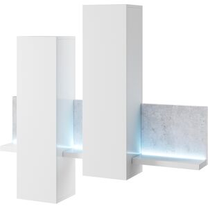 Petits meubles Étagère et armoire murale 150 cm blanche et béton Blanc 152x142x35cm