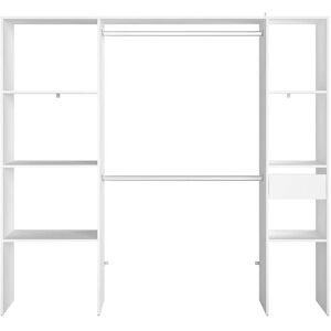 Concept Usine Dressing blanc 6 étagères, 1 tiroir, 2 penderies 198 x 40 x 180 cm Blanc 198x180x40cm