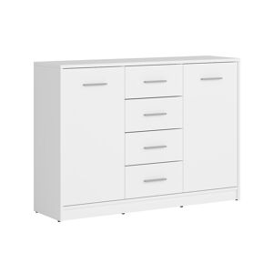 Petits meubles Buffet 2 portes 4 tiroirs stratifiés blanc Blanc 118x84x34cm