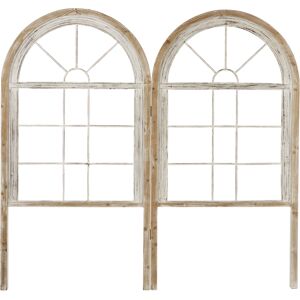 Maisons du Monde Tête de lit 160 fenêtres blanches en bois de sapin et métal Beige 170x160x3.5cm