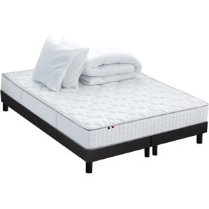 Idliterie Ensemble Matelas Ressorts + Sommier Kit couette Oreiller 180x200 Gris 200x48x180cm