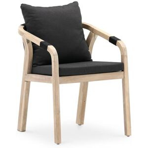 Defora Home Lot de 8 chaises en bois et corde avec coussins noirs Noir 66x75x58cm