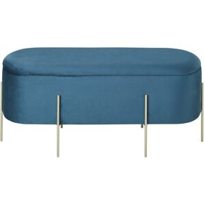 Maisons du Monde Banquette coffre en velours bleu vert et métal doré Or 88.5x41x34.5cm