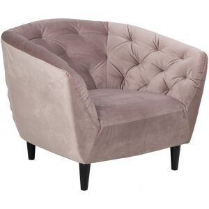 Hellin Fauteuil en velours capitonné Rose 97x79x83cm