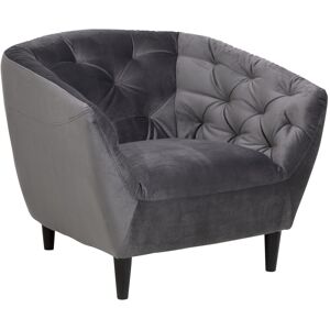 Hellin Fauteuil en velours capitonné Gris 97x79x83cm