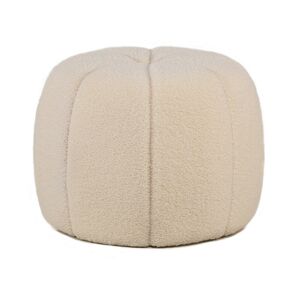 Nordlys Pouf en bouclettes blanches avec rayures Blanc 50x38x50cm