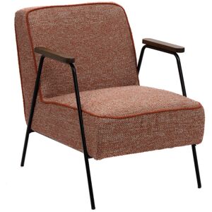 Hellin Fauteuil vintage en tissu chiné et pieds métal Orange 76x73x60cm