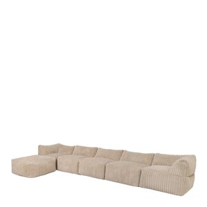 Icon Ensemble poufs modulables imitation fourrure côtelée (6 pcs) beige Beige 88x65x88cm