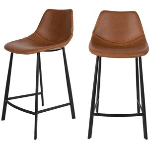 Dutchbone Lot de 2 tabourets de bar vintage 65cm marron Marron 52x91x45cm