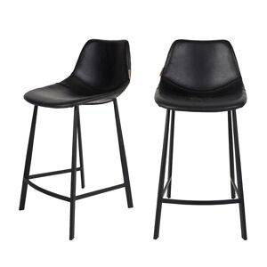 Dutchbone Lot de 2 tabourets de bar vintage 65cm noir Noir 52x91x45cm