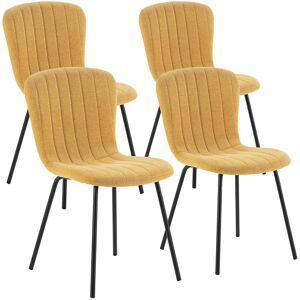 HOMN Pack 4 chaises recouvertes de tissu moutarde Jaune 57x85x46cm