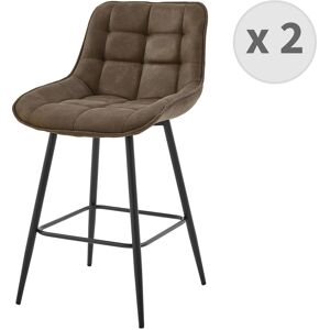 Moloo Fauteuil de bar vintage en microfibre Marron et métal noir (x2) Marron 56x93x52cm