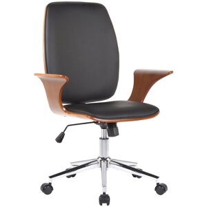 CLP Chaise de bureau réglable pivotante en similicuir Noyer / Noir Noir 68x93x67cm