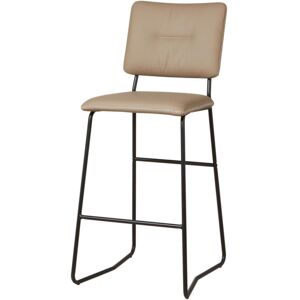 ATHM DESIGN Lot de 2 - Tabouret De Bar assise cuir pu beige pieds metal noir Beige 48x112x55cm