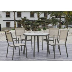 Hevea Salon de jardin en aluminium California Corcega – 4 chaises