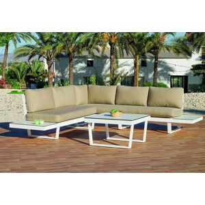 Hevea Salon de jardin bas en aluminium blanc Loira - 5 places