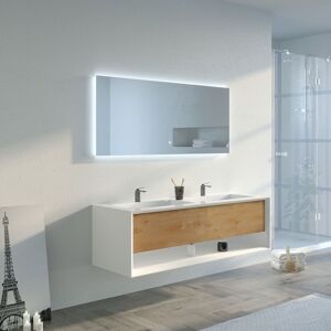 Distribain Meuble salle de bain PIAZZA 1400 Bois naturel et Blanc