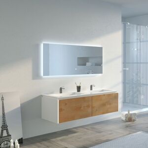 Distribain Meuble salle de bain FABRIZIA 1400 Bois naturel et Blanc