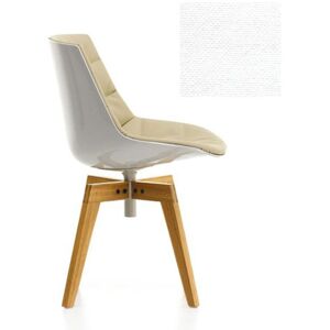 MDF ITALIA chaise rembourrée avec pieds en chêne FLOW CHAIR (Blanc / 102 - Polycarbonate / Cat. B tissu Gin)