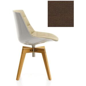 MDF ITALIA chaise rembourrée avec pieds en chêne FLOW CHAIR (Blanc / 362 - Polycarbonate / Cat. B tissu Gin)