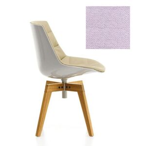 MDF ITALIA chaise rembourrée avec pieds en chêne FLOW CHAIR (Blanc / 602 - Polycarbonate / Cat. B tissu Gin)