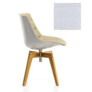 MDF ITALIA chaise rembourrée avec pieds en chêne FLOW CHAIR (Blanc / 122 - Polycarbonate / Cat. B tissu Gin)