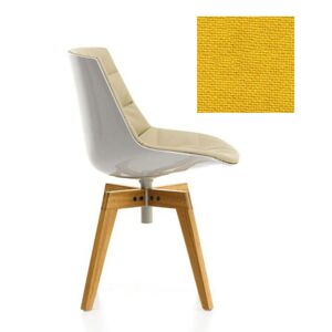 MDF ITALIA chaise rembourrée avec pieds en chêne FLOW CHAIR (Blanc / 442 - Polycarbonate / Cat. B tissu Gin)