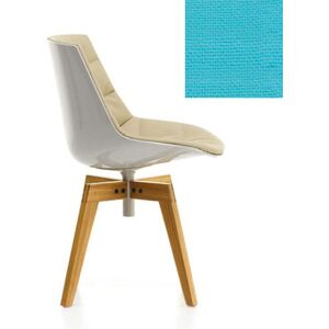 MDF ITALIA chaise rembourrée avec pieds en chêne FLOW CHAIR (Blanc / 722 - Polycarbonate / Cat. B tissu Gin)