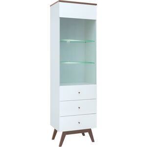 Petits meubles Vitrine 1 porte 2 tiroirs stratifiés blanc et bois