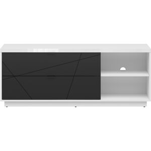 Petits meubles Meuble TV 2 tiroirs 156 cm stratifiés noir et blanc