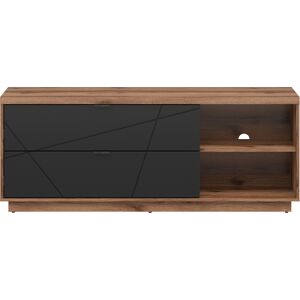 Petits meubles Meuble TV 2 tiroirs 156 cm stratifiés noir et bois