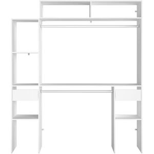 Concept Usine Dressing blanc extensible avec 2 penderies, 4 étagères et 2 tiroirs