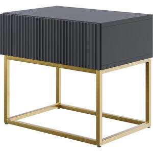 Selsey Table de chevet noire avec pieds dorés 50x36 cm