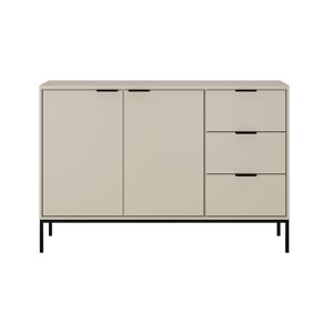 Petits meubles Buffet 2 portes 3 tiroirs stratifiés, acier, aluminium beige