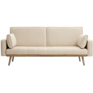 Usinestreet Canapé droit convertible scandinave 3 places en tissu - Beige