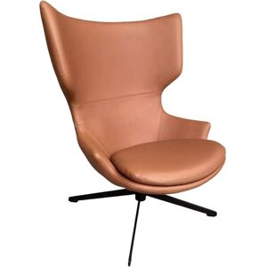 Mathi Design Fauteuil design rotatif en simili cuir marron