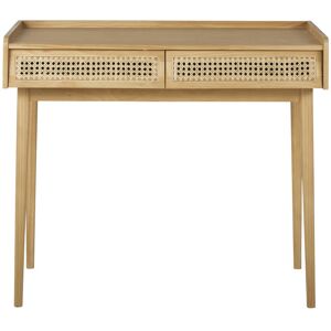 Maisons du Monde Bureau vintage 2 tiroirs en pin et cannage en rotin