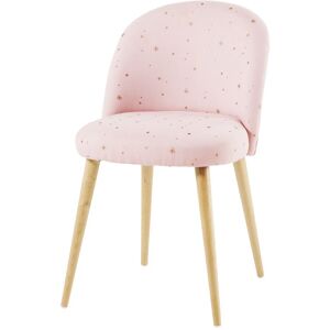 Maisons du Monde Chaise vintage rose motifs étoiles dorées