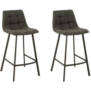 Hellin Lot de 2 chaise de bar en tissu et en métal noir ( lot de 2)