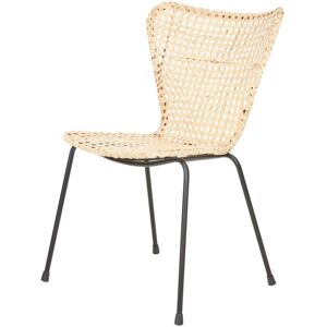 Rotin Design Chaise en rotin beige avec pieds en métal noir