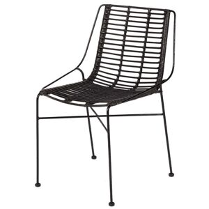 Rotin Design Chaise en rotin et métal noir