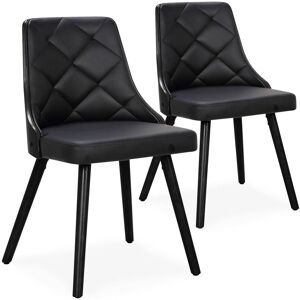 Menzzo Lot de 2 chaises scandinaves bois noir et simili noir