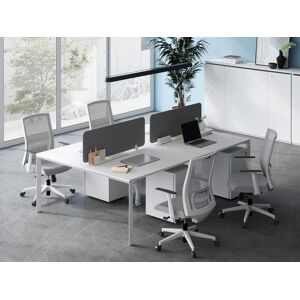 Workēa Bureau bench 4 personnes - Blanc - L120 cm - Avec séparateurs - DOWNTOWN