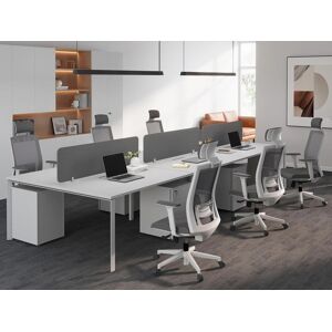 Workēa Bureau bench 6 personnes - Blanc - L140 cm - Avec séparateurs - DOWNTOWN