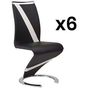 Vente-unique Lot de 6 chaises TWIZY - Simili noir & blanc