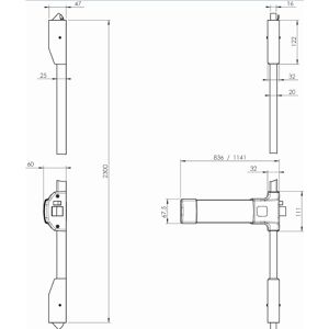 Antipanique PUSHBAR 90+ L845 3PTS argent - JPM - PJ3000-08-0A