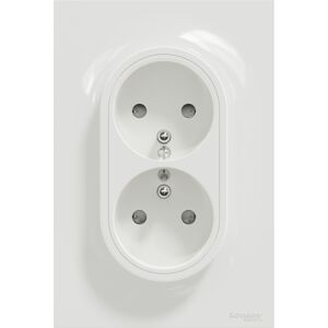 Prise de courant ODACE 2P+T double blanc à griffes spécial rénovation - SCHNEIDER ELECTRIC - S521089