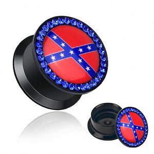 Piercing Street Piercing Plug Acrylique Noir Drapeau Rebelle Gemmes - Noir