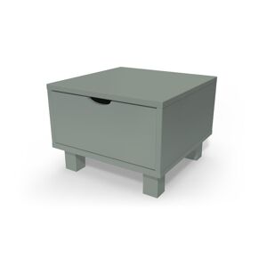 ABC MEUBLES Table de chevet bois Cube + tiroir - Gris