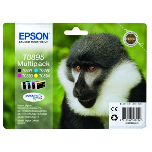 Epson D'origine Epson Stylus SX 105 cartouche d'encre (Epson T0895 / C 13 T 08954011) multicolor multipack (pack de 4), contenu: 5,8ml + 3x3,5ml